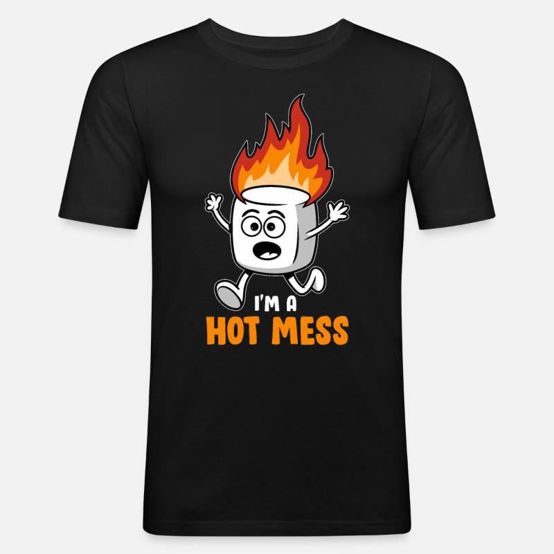 Marshmallow - Männer Slim Fit T-Shirt - Schwarz