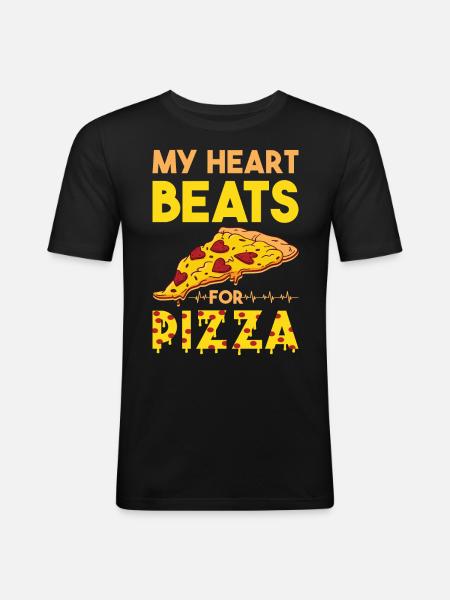 Funny pizza saying - Men's Slim Fit T-Shirt - black