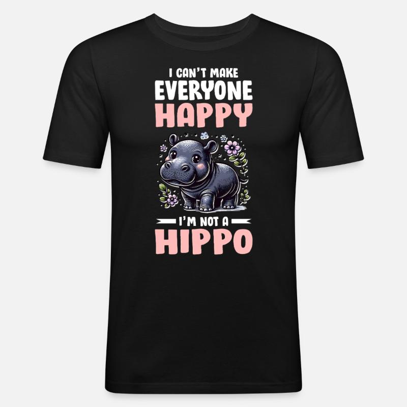 Nilpferd - Männer Slim Fit T-Shirt - Schwarz
