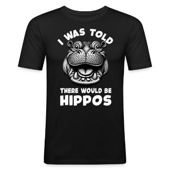 Nilpferd - Männer Slim Fit T-Shirt - Schwarz - Vorne - Nik (191cm)