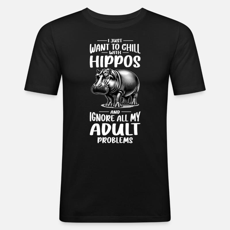 Nilpferd - Männer Slim Fit T-Shirt - Schwarz