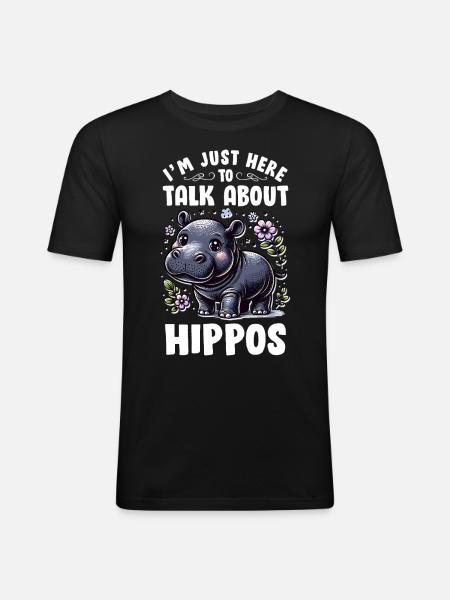 Nilpferd - Männer Slim Fit T-Shirt - Schwarz