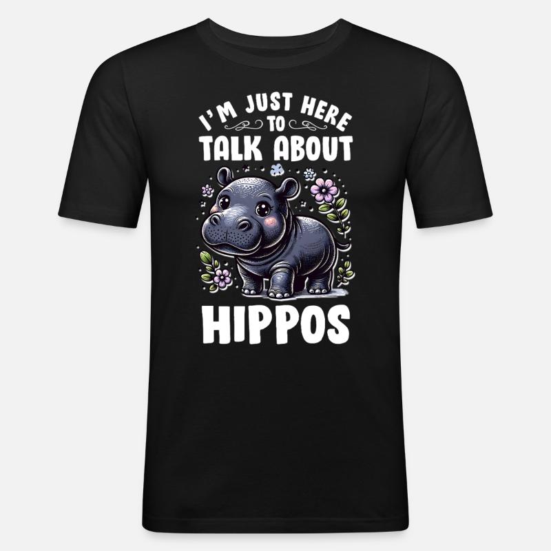 Nilpferd - Männer Slim Fit T-Shirt - Schwarz