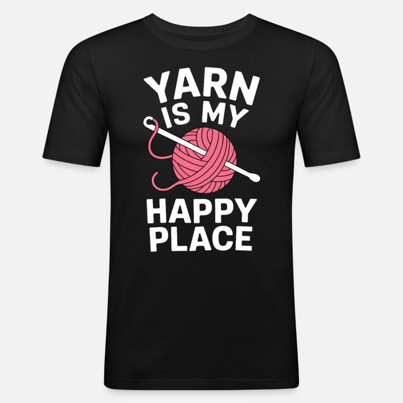 Häkeln - Männer Slim Fit T-Shirt - Schwarz