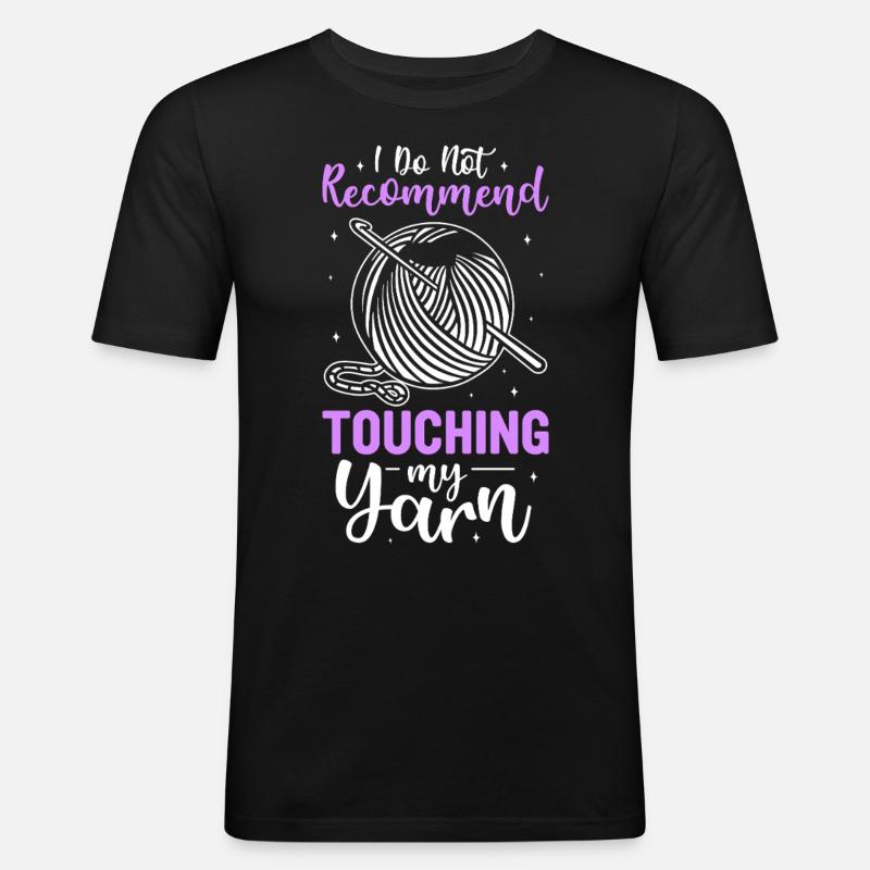 Häkeln - Männer Slim Fit T-Shirt - Schwarz