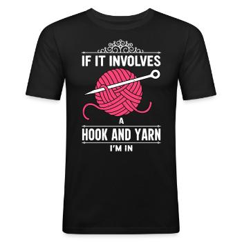 Crochet - Men's Slim Fit T-Shirt - black - Front - Nik (191cm)