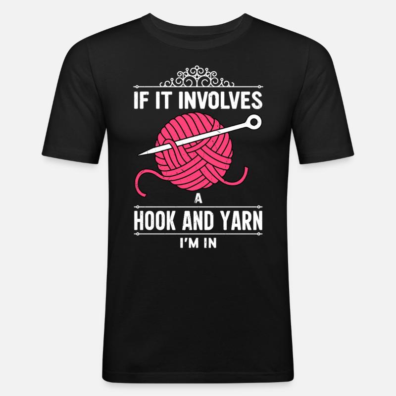 Häkeln - Männer Slim Fit T-Shirt - Schwarz