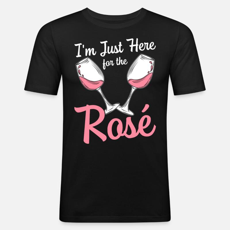 Wein Rosé - Männer Slim Fit T-Shirt - Schwarz