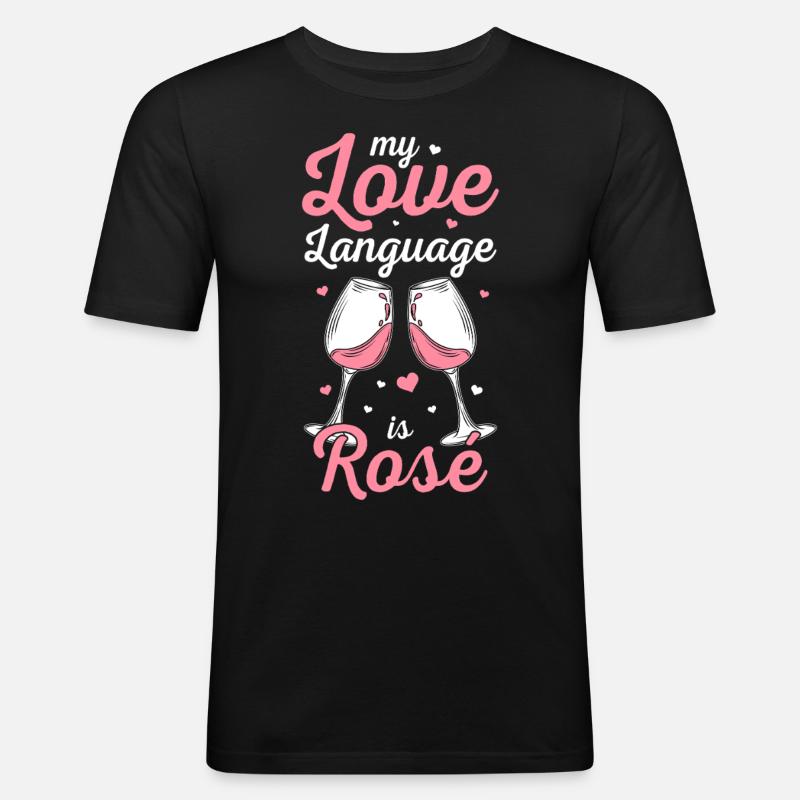 Wein Rosé - Männer Slim Fit T-Shirt - Schwarz
