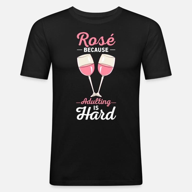 Wein Rosé - Männer Slim Fit T-Shirt - Schwarz