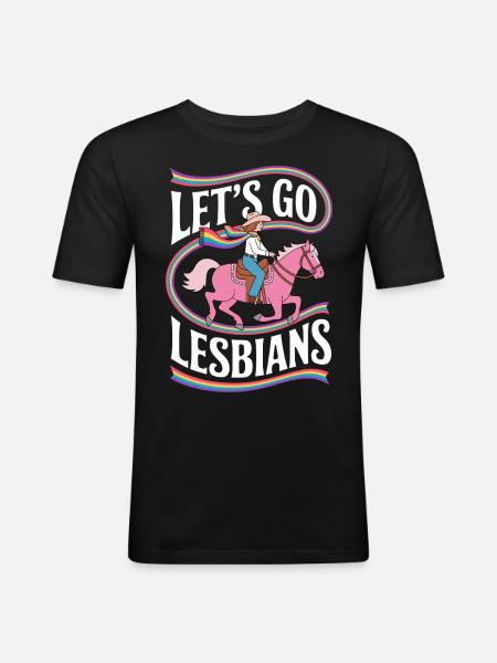 Let’s Go Lesbiennes Lesbienne - T-shirt près du corps Homme - noir