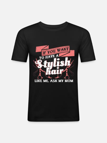 Mère Fille coiffeur - T-shirt près du corps Homme - noir
