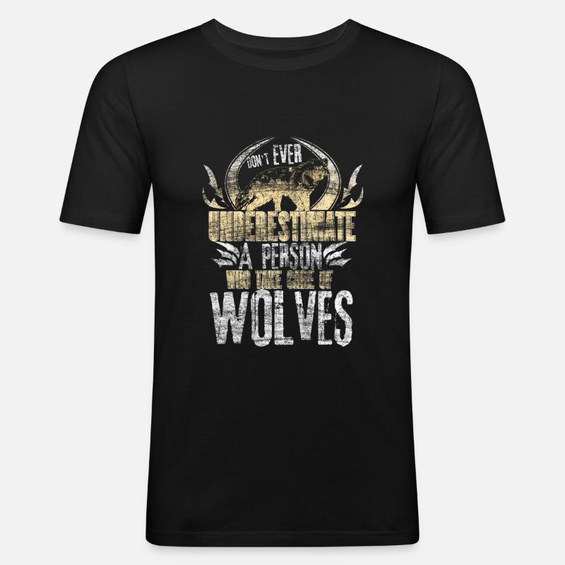 Wolf Wölfe Geschenkidee - Männer Slim Fit T-Shirt - Schwarz