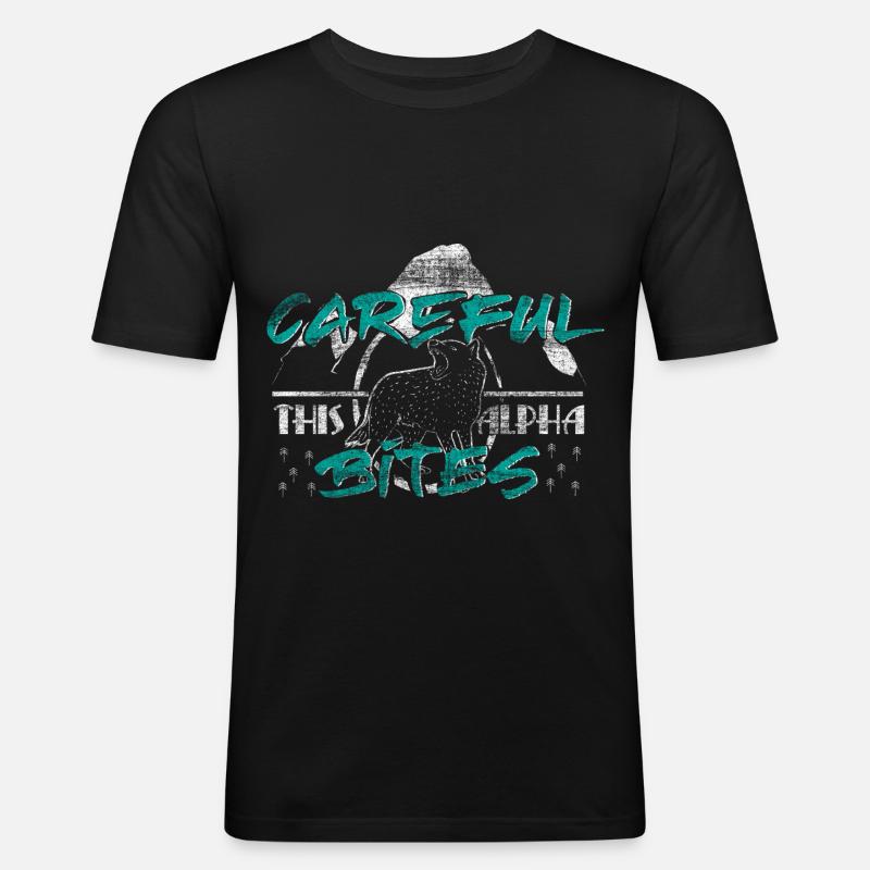 Wolf Alphawolf Geschenk - Männer Slim Fit T-Shirt - Schwarz