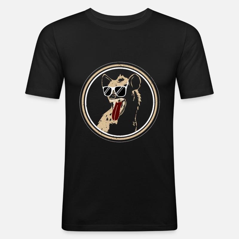 Hyäne Tier - Männer Slim Fit T-Shirt - Schwarz