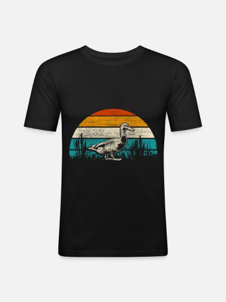 Duck Feeding Animals Gift - Men's Slim Fit T-Shirt - black