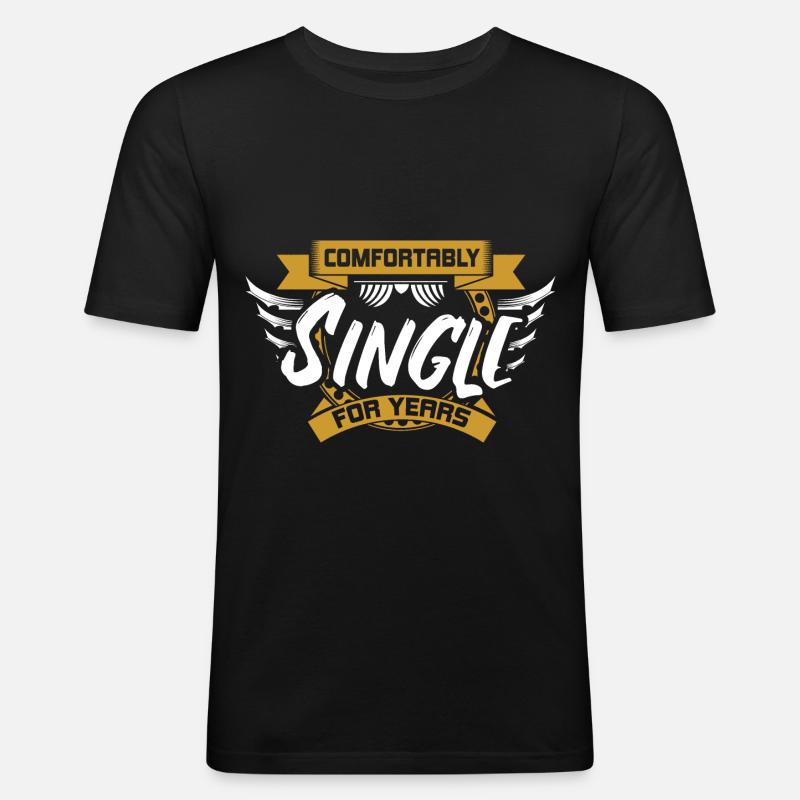 Single Unabhängig Beziehung - Männer Slim Fit T-Shirt - Schwarz