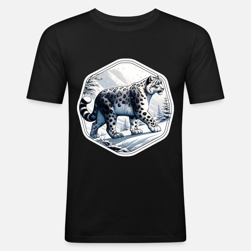 Snow Leopard Leopard White Leopard - Men's Slim Fit T-Shirt - black