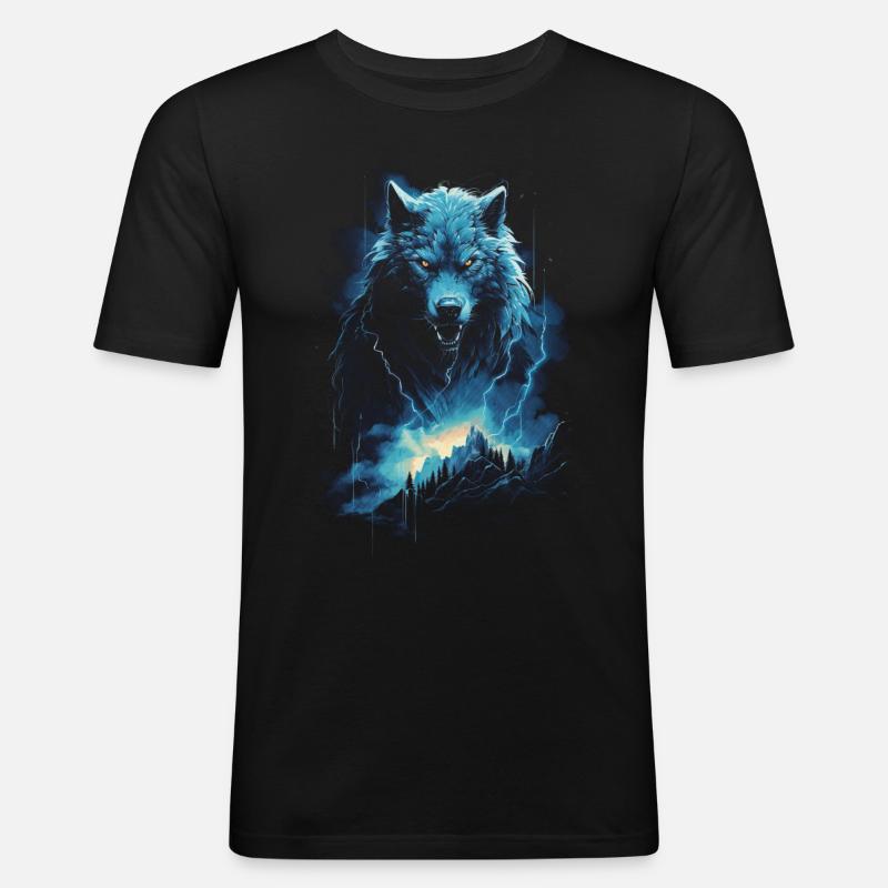 Werwolf Wolf Mythologie Rollenspiele Tier - Männer Slim Fit T-Shirt - Schwarz