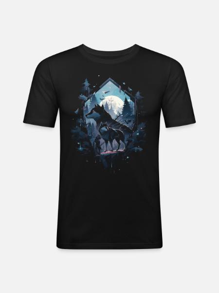 Majestic Wolf Wolves - Men's Slim Fit T-Shirt - black