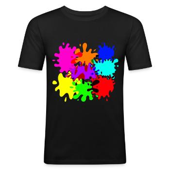 bunte Farbkleckse Paintballflecken - Männer Slim Fit T-Shirt - Schwarz - Vorne - Nik (191cm)