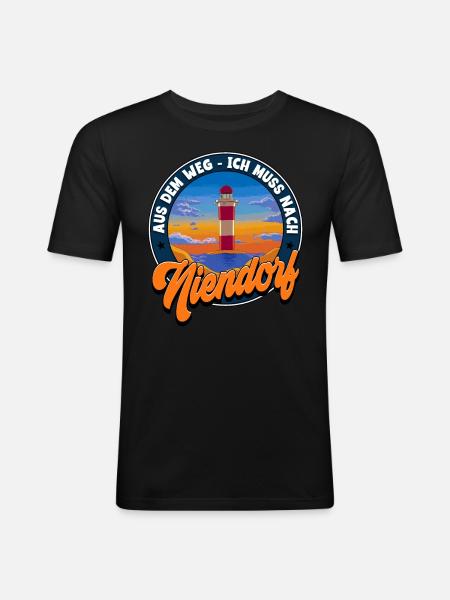 Niendorf - Männer Slim Fit T-Shirt - Schwarz