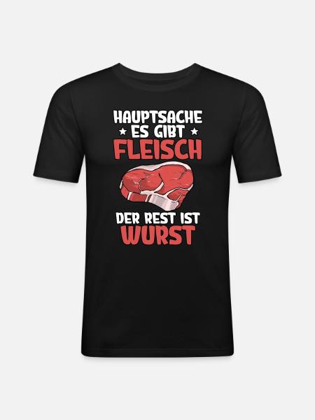Fleischer Metzger - Männer Slim Fit T-Shirt - Schwarz