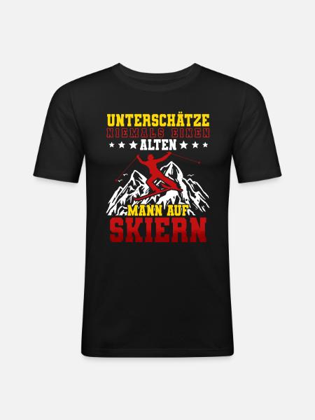 Skifahren Ski - Männer Slim Fit T-Shirt - Schwarz