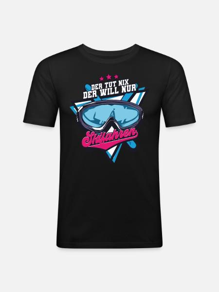 Skifahren Ski - Männer Slim Fit T-Shirt - Schwarz