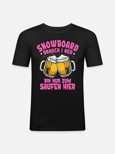 Snowboard - Männer Slim Fit T-Shirt - Schwarz
