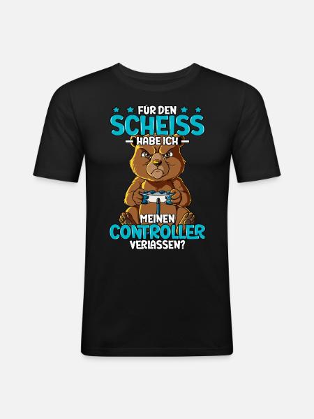 Zocken Gaming - Männer Slim Fit T-Shirt - Schwarz