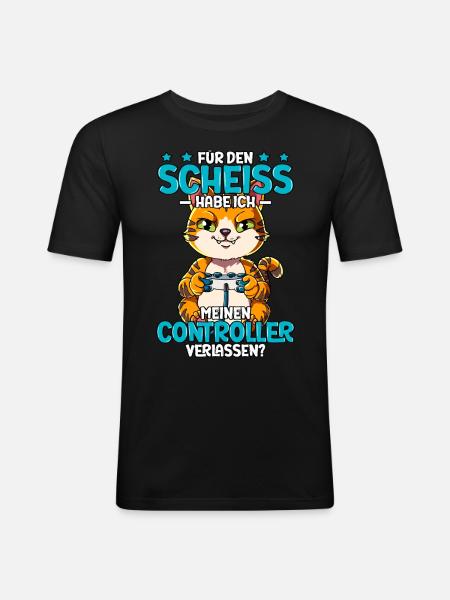 Zocken Gaming - Männer Slim Fit T-Shirt - Schwarz