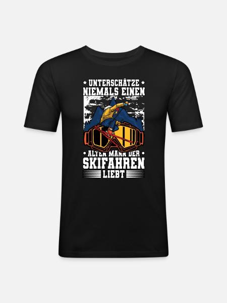 Skifahren Ski - Männer Slim Fit T-Shirt - Schwarz