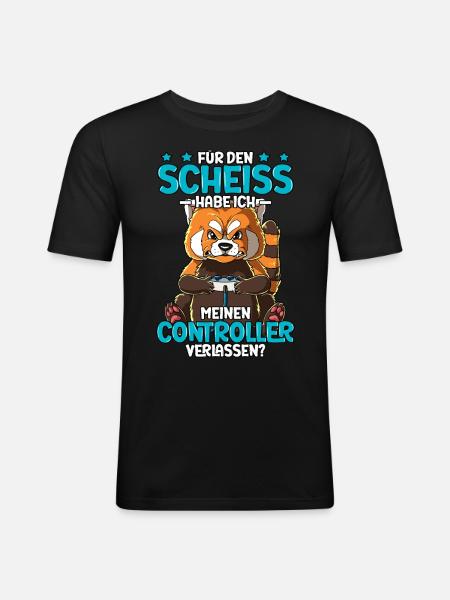 Zocken Gaming - Männer Slim Fit T-Shirt - Schwarz