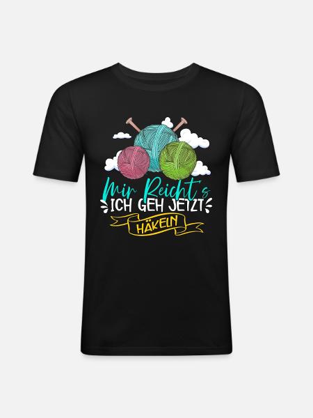 Häkeln - Männer Slim Fit T-Shirt - Schwarz