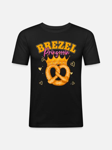 Brezel Prinzessin - Männer Slim Fit T-Shirt - Schwarz