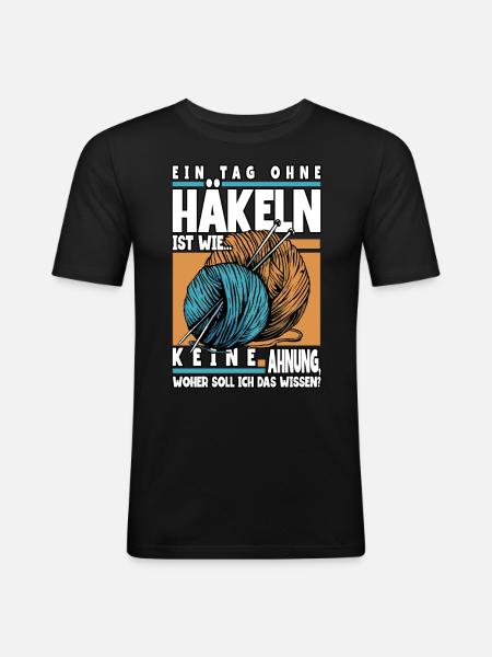 Häkeln - Männer Slim Fit T-Shirt - Schwarz