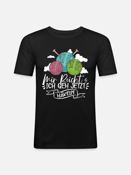 Häkeln - Männer Slim Fit T-Shirt - Schwarz