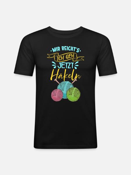 Häkeln - Männer Slim Fit T-Shirt - Schwarz