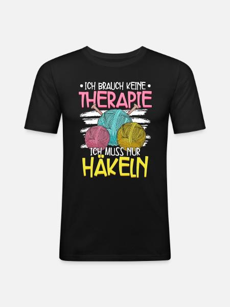 Häkeln - Männer Slim Fit T-Shirt - Schwarz