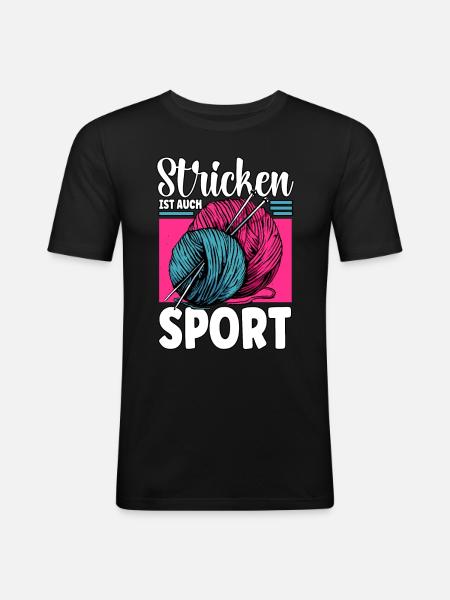 Häkeln - Männer Slim Fit T-Shirt - Schwarz
