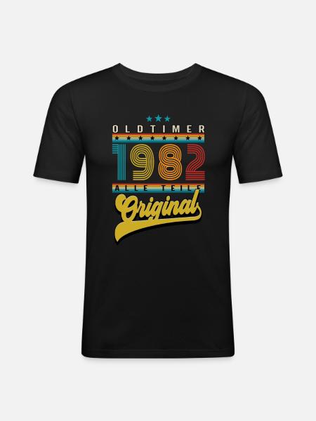 Anniversaire Oldtimer 1982 - T-shirt près du corps Homme - noir