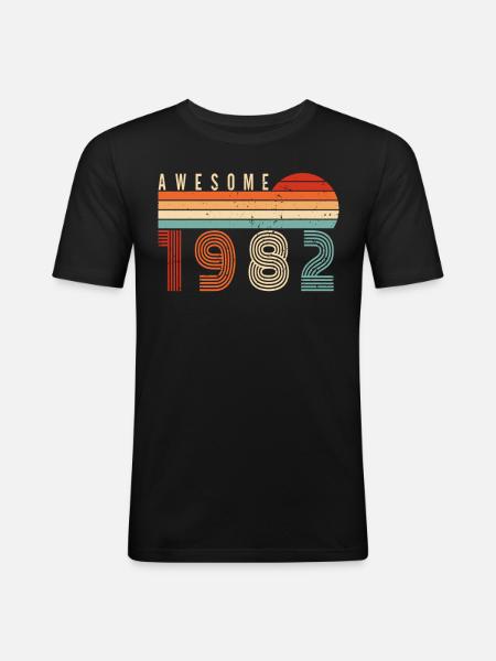 1982 Birthday - Men's Slim Fit T-Shirt - black