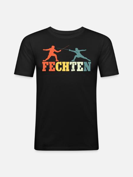 Fechten - Männer Slim Fit T-Shirt - Schwarz