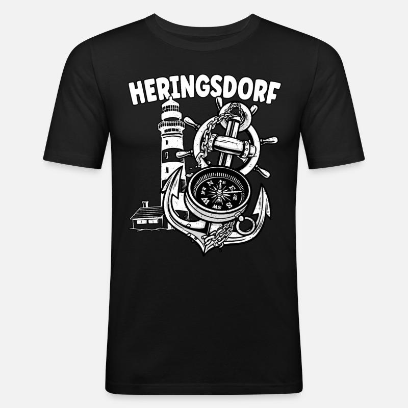 Heringsdorf - Männer Slim Fit T-Shirt - Schwarz