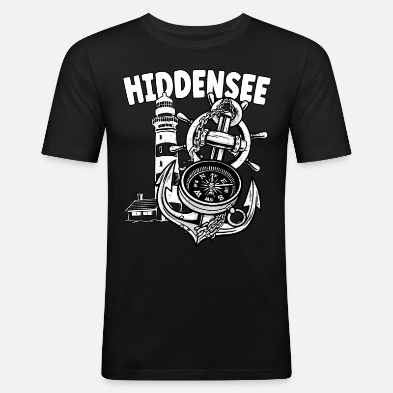 Hiddensee - Männer Slim Fit T-Shirt - Schwarz