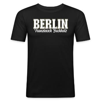 Berlin Französisch Buchholz - Männer Slim Fit T-Shirt - Schwarz - Vorne - Nik (191cm)