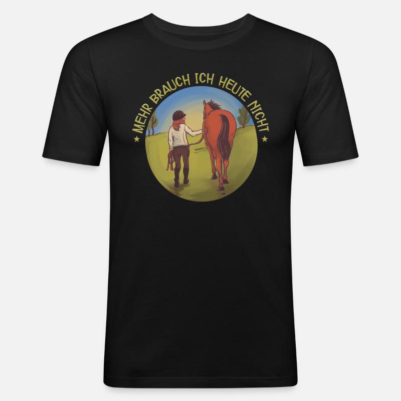 Pferde - Männer Slim Fit T-Shirt - Schwarz