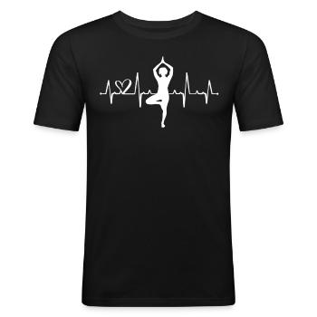Yoga - Männer Slim Fit T-Shirt - Schwarz - Vorne - Nik (191cm)