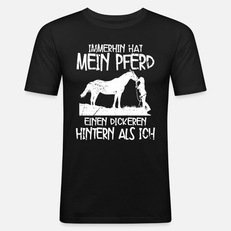 Pferde - Männer Slim Fit T-Shirt - Schwarz